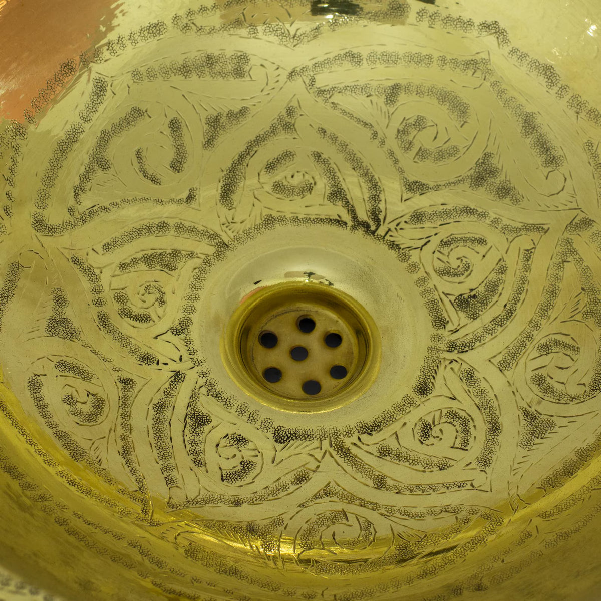 Engraved Brass Drop-in Sink, Bathroom Sink Round, Recessed Basin Sink, Brass Round Sink