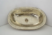 Engraved German Silver Sink, Moroccan Drop In Bathroom Vanity Sink (17.8”x11”)