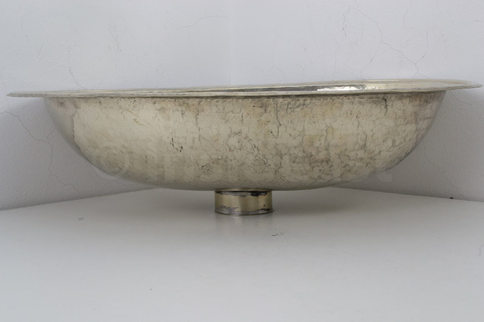 Engraved German Silver Sink, Moroccan Drop In Bathroom Vanity Sink (17.8”x11”)