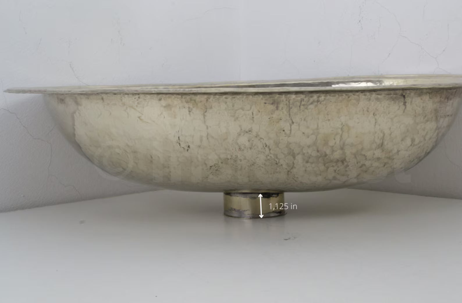 Engraved German Silver Sink, Moroccan Drop In Bathroom Vanity Sink (17.8”x11”)