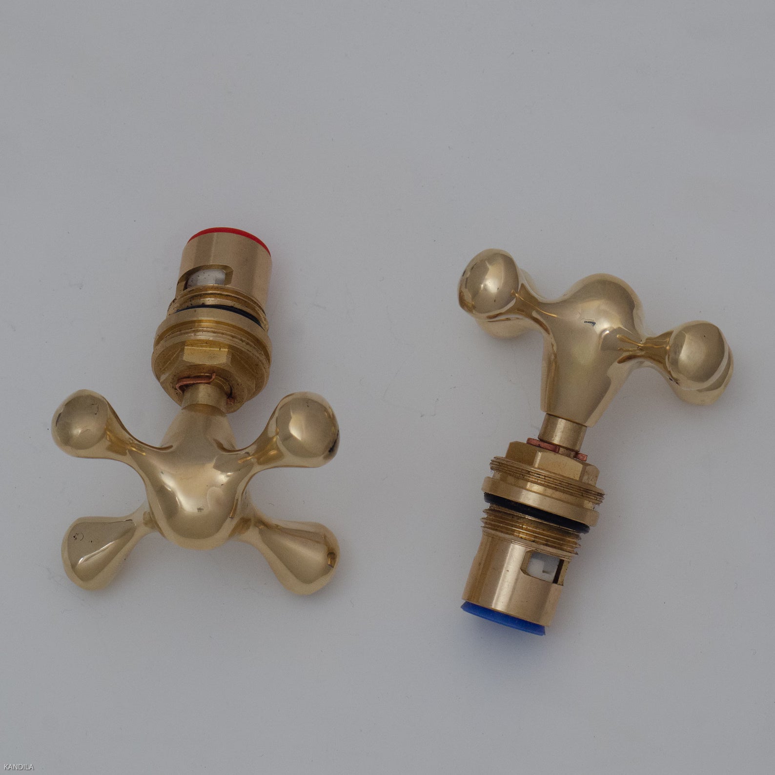 Unlacquered Brass Cross Handle Set, Faucet Handles Set