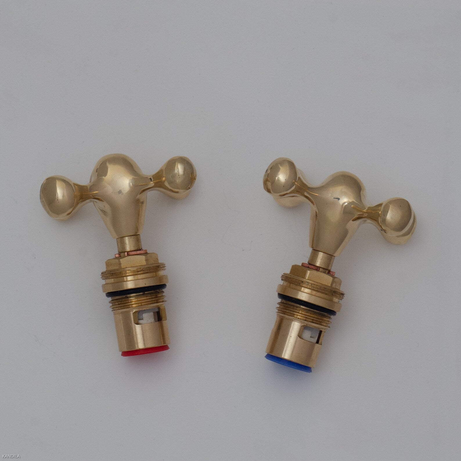 Unlacquered Brass Cross Handle Set, Faucet Handles Set