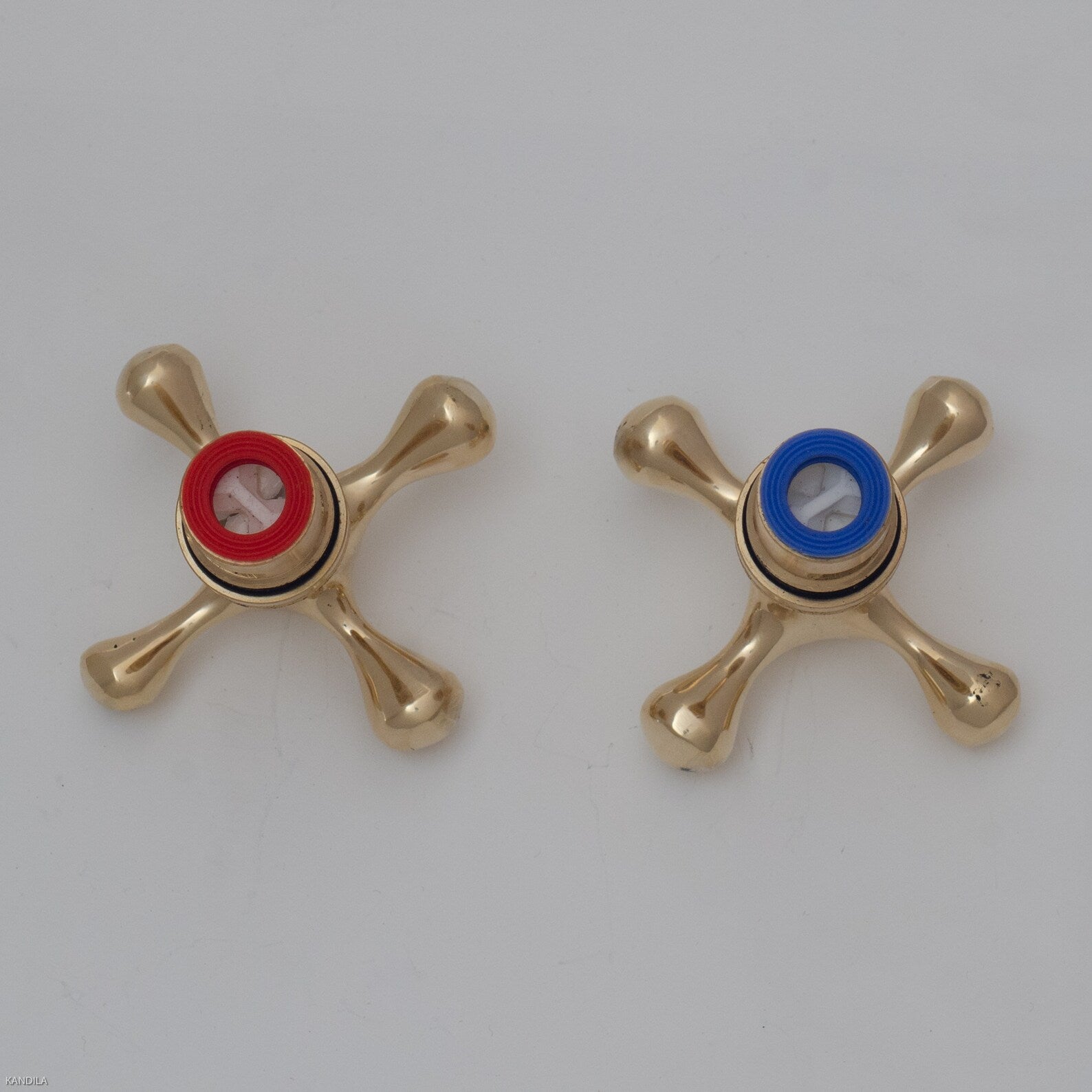 Unlacquered Brass Cross Handle Set, Faucet Handles Set