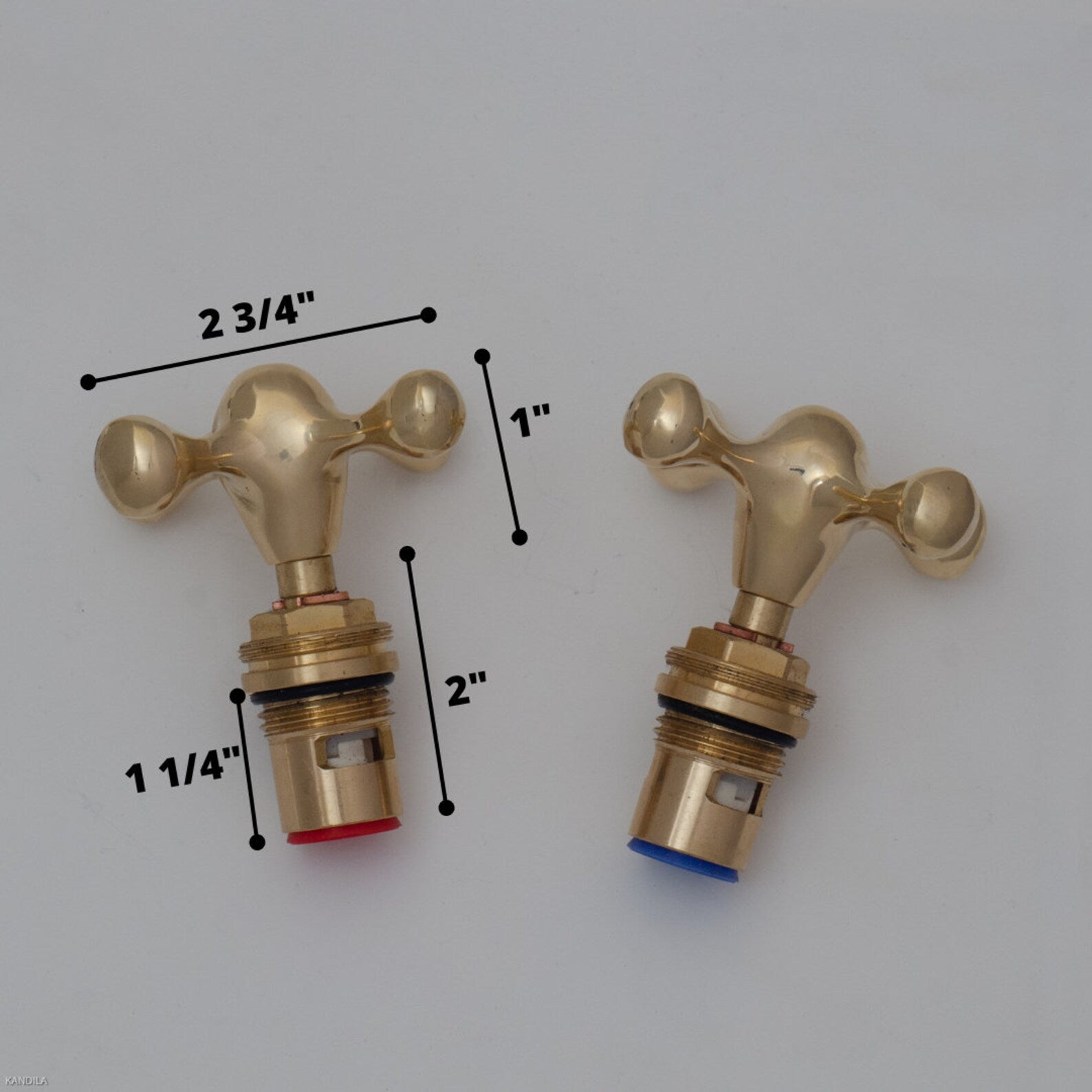 Unlacquered Brass Cross Handle Set, Faucet Handles Set