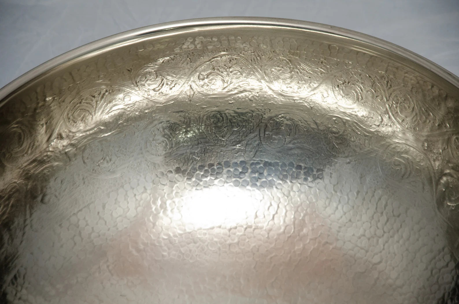 German Silver Bathroom Sink, Handcrafted Hammered Round Vessel Sink