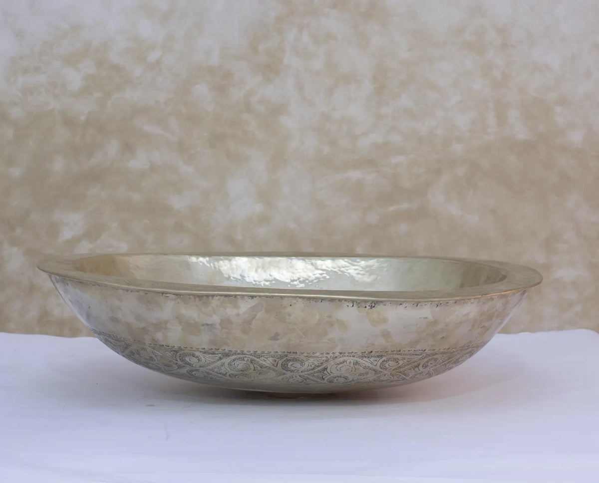 German Silver Vessel Sink, Top Mount Basin Sink, Vanity Washbasin, Oval Sink Silver