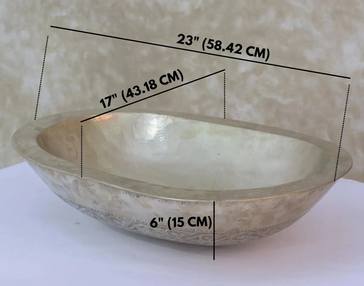 German Silver Vessel Sink, Top Mount Basin Sink, Vanity Washbasin, Oval Sink Silver
