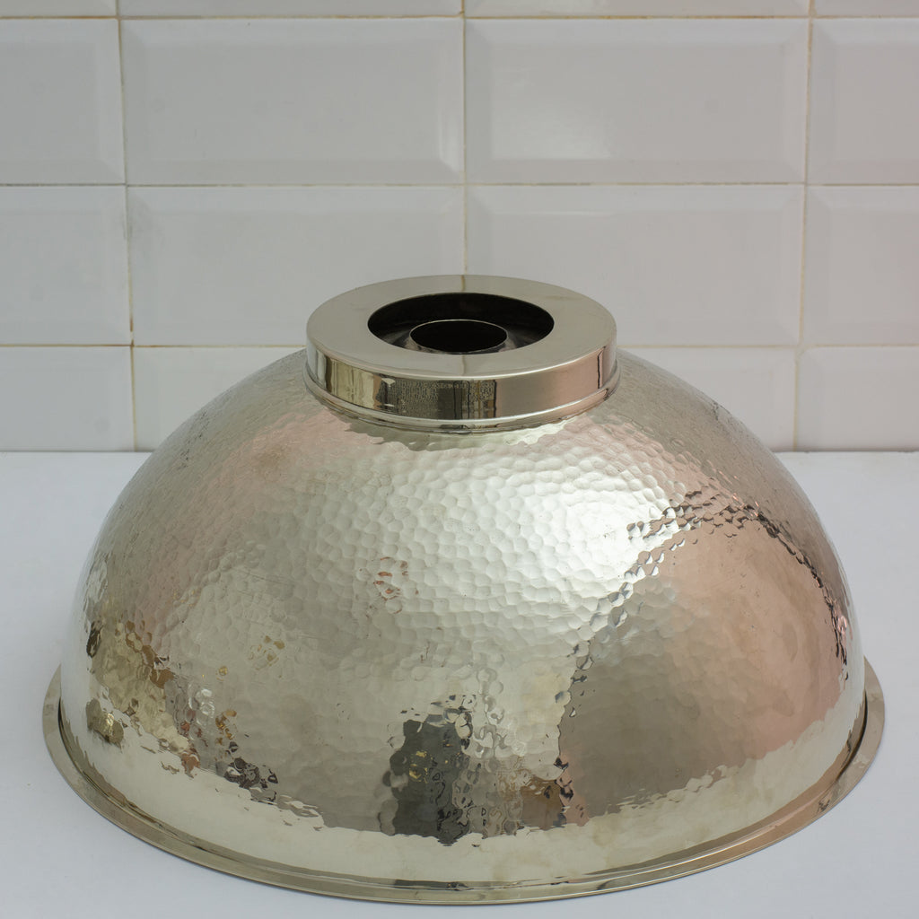 Hammered German Silver Bowl Vessel Sink – Handcrafted Bathroom Vanity Sink