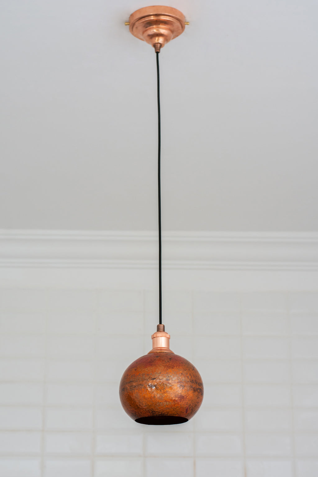Oxidized Copper Pendant Light, Globe Pendant Light Copper, Ball Light Shade, Round Hanging Lamp Copper, Orb Ceiling Lamp