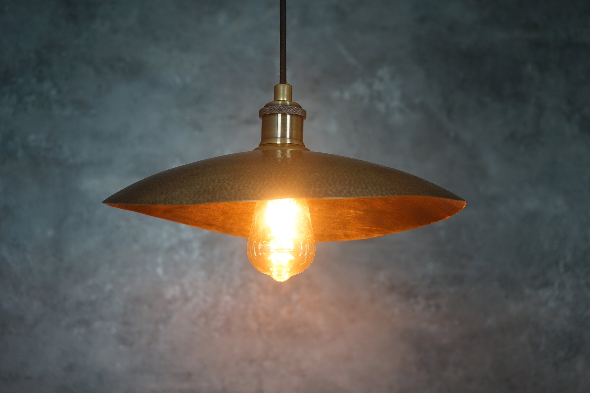 Hammered Bronze Finish Bowl Plate Pendant Light, Solid Brass Ceiling Light