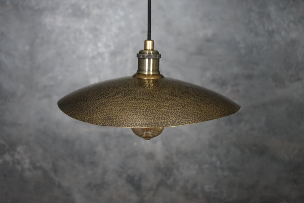 Hammered Bronze Finish Bowl Plate Pendant Light, Solid Brass Ceiling Light