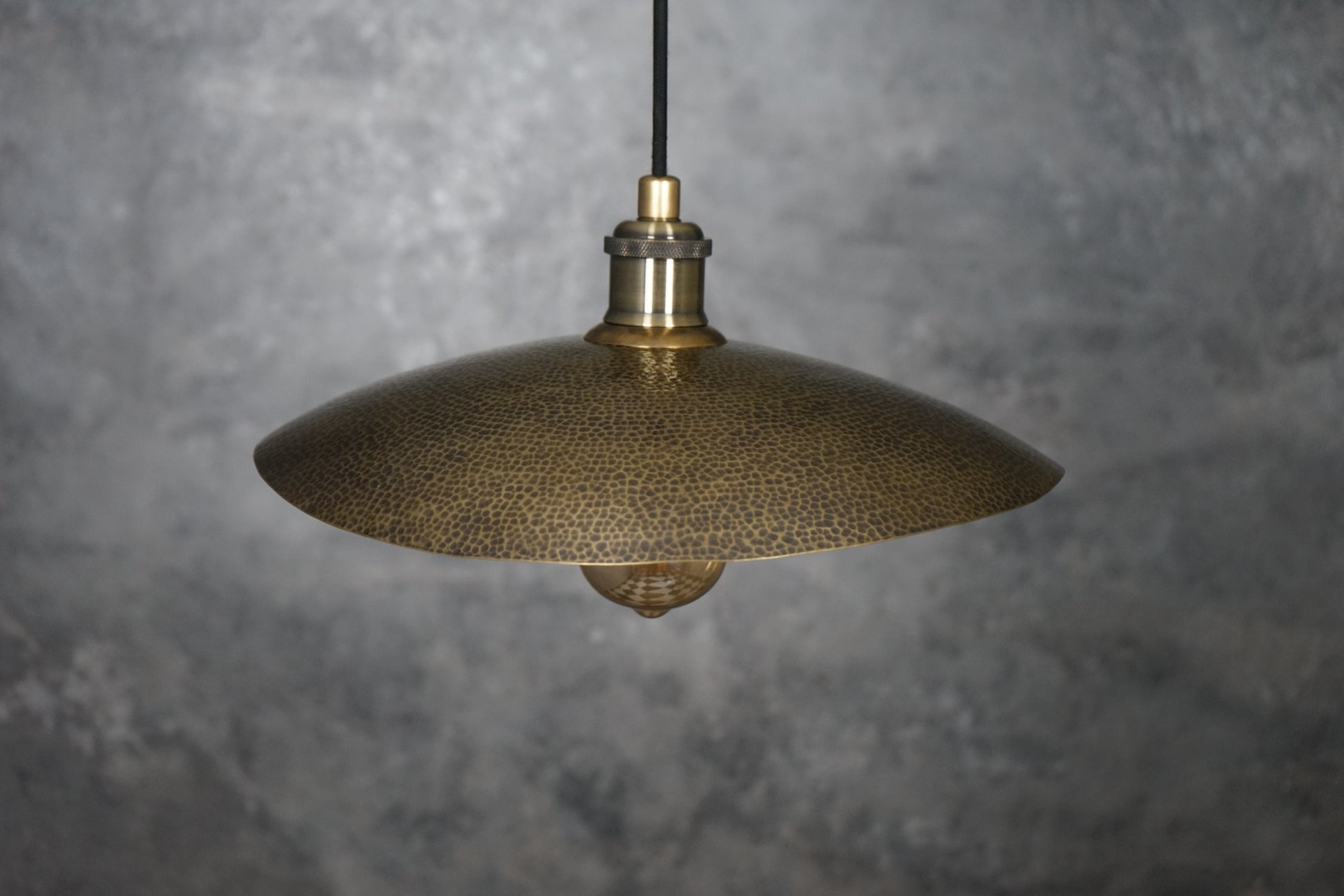 Hammered Bronze Finish Bowl Plate Pendant Light, Solid Brass Ceiling Light