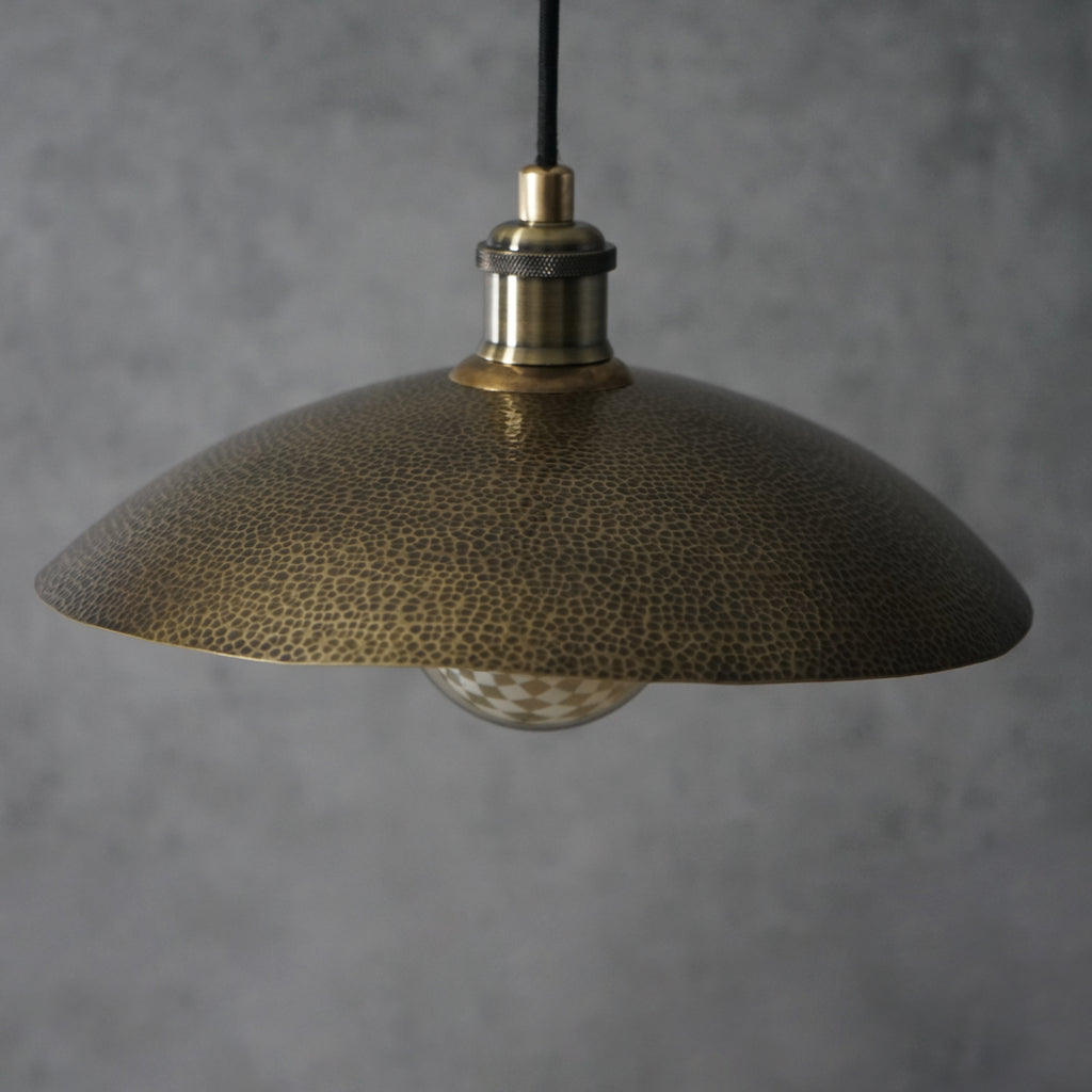 Hammered Bronze Finish Bowl Plate Pendant Light, Solid Brass Ceiling Light