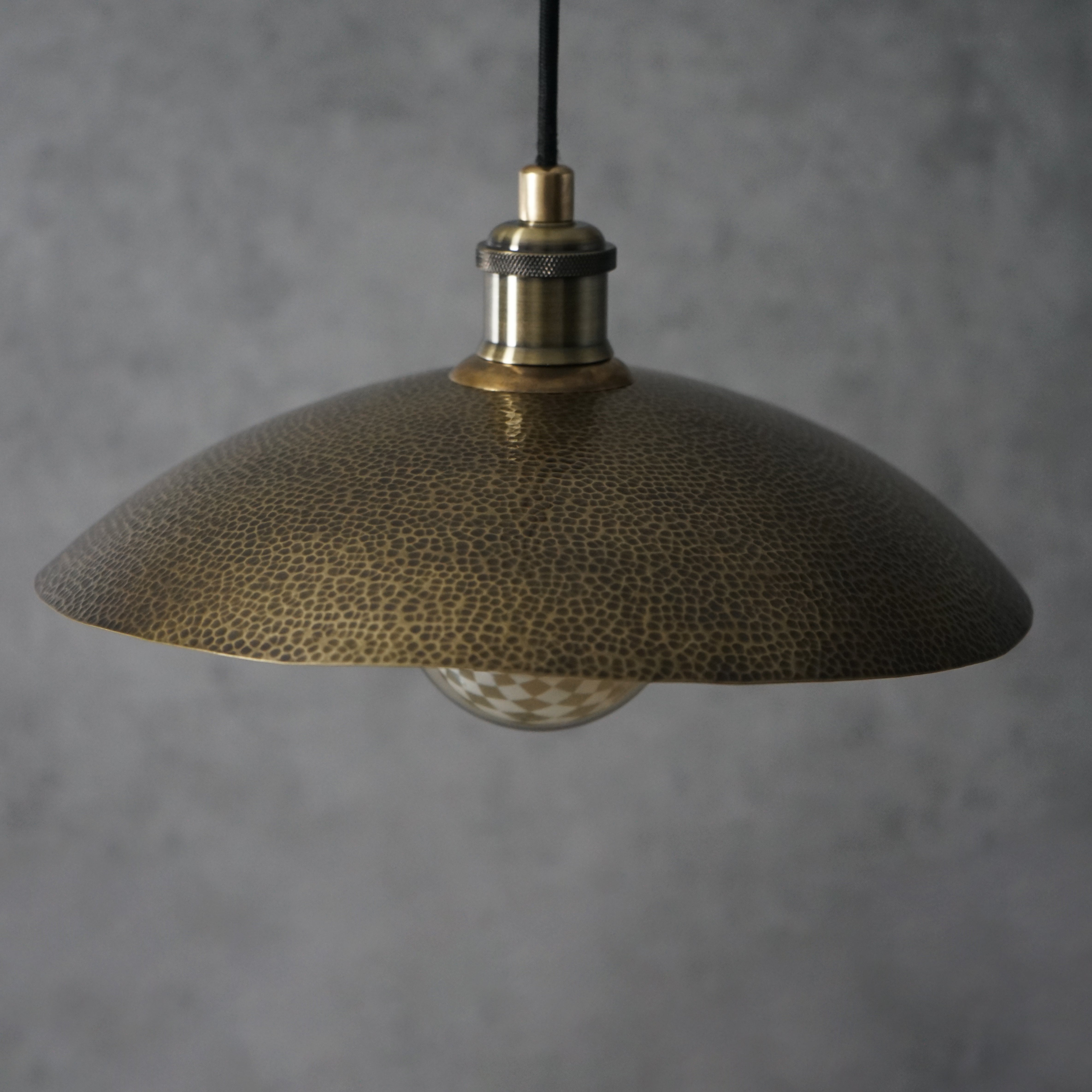 Hammered Bronze Finish Bowl Plate Pendant Light, Solid Brass Ceiling Light