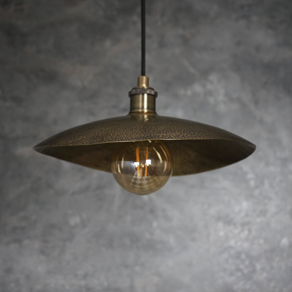 Hammered Bronze Finish Bowl Plate Pendant Light, Solid Brass Ceiling Light