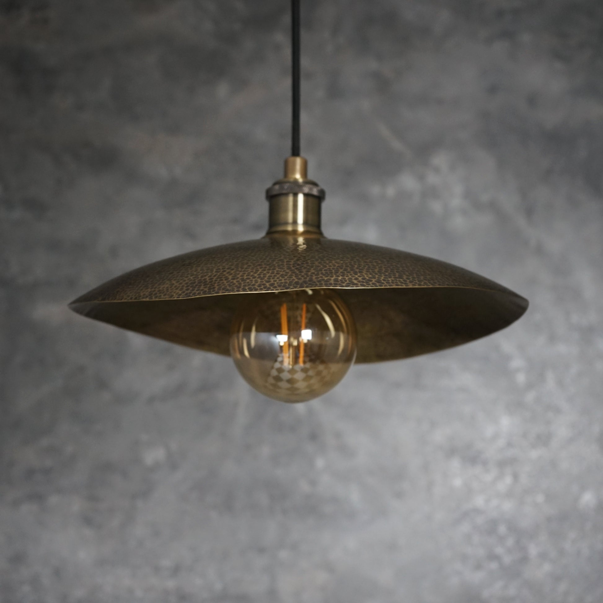Hammered Bronze Finish Bowl Plate Pendant Light, Solid Brass Ceiling Light
