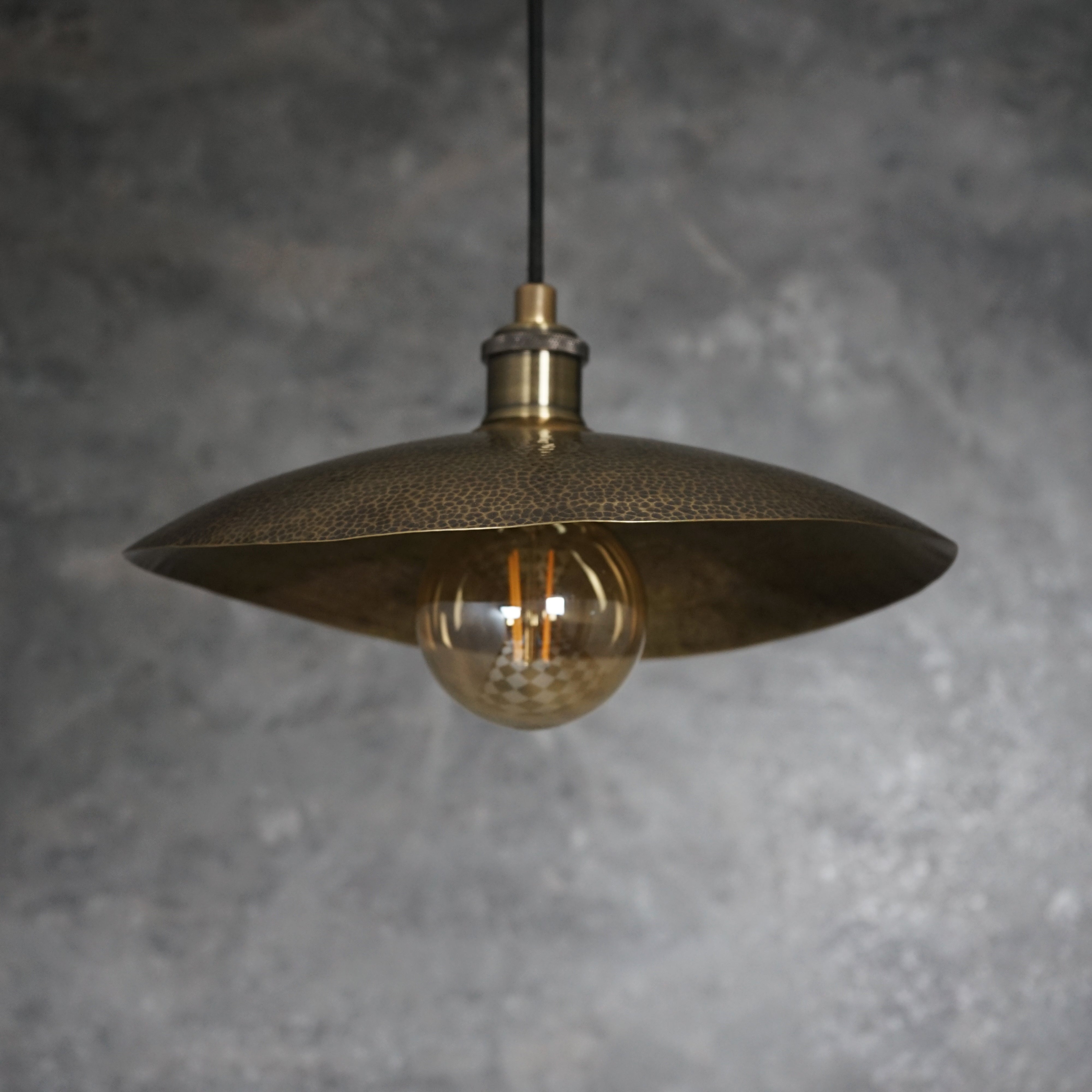 Hammered Bronze Finish Bowl Plate Pendant Light, Solid Brass Ceiling Light