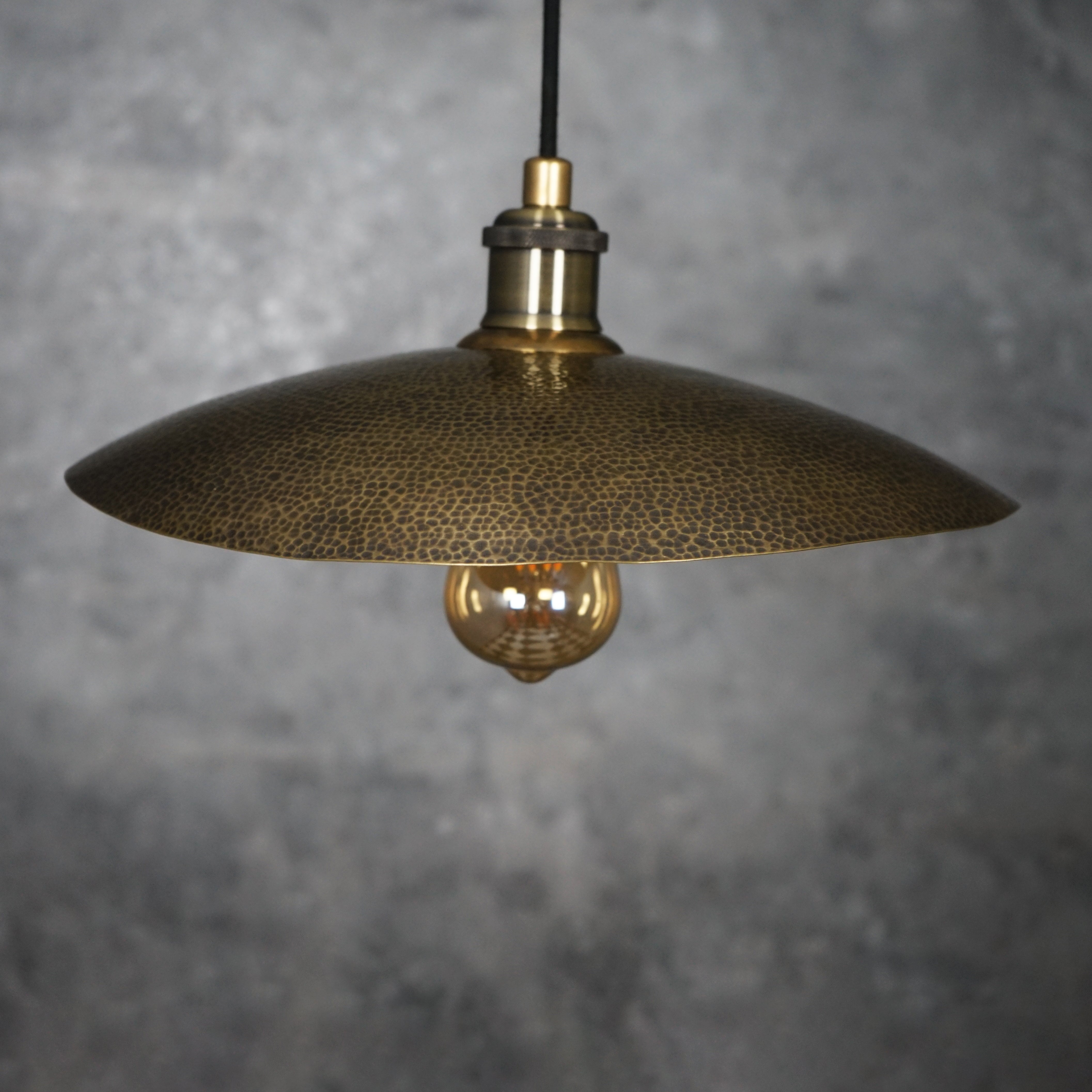 Hammered Bronze Finish Bowl Plate Pendant Light, Solid Brass Ceiling Light