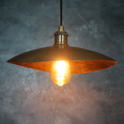 Hammered Bronze Finish Bowl Plate Pendant Light, Solid Brass Ceiling Light