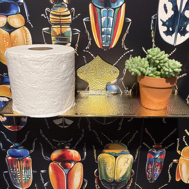 Estante flotante de latón macizo martillado, portabotellas para baño, estante de montaje en pared de latón