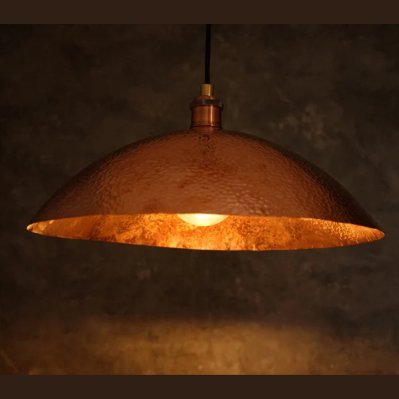 Copper Light Fixture, Hammered Solid Copper Dome Pendant Light, Ceiling Light