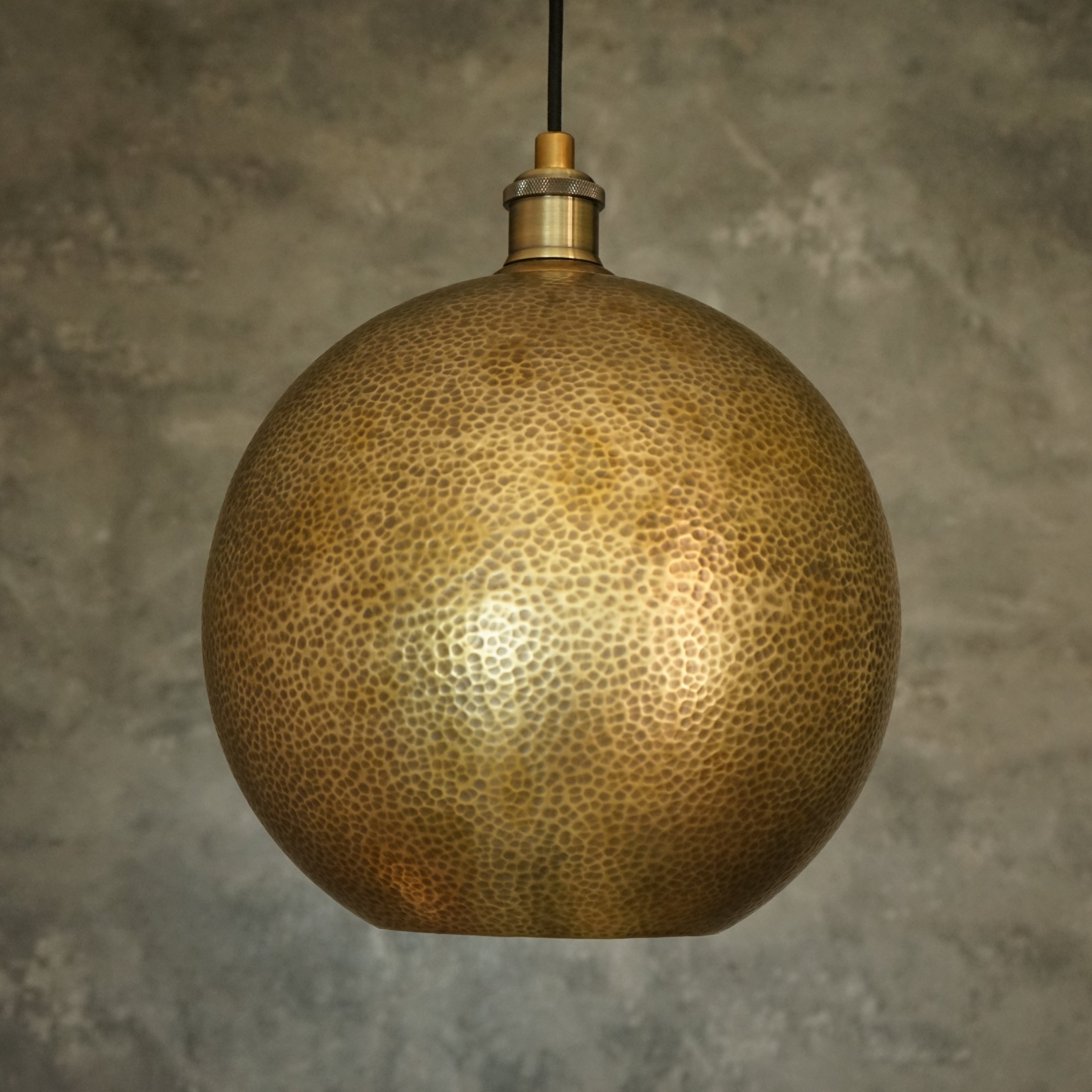 Hammered Brass Ball Pendant Light, Dome Ceiling Light