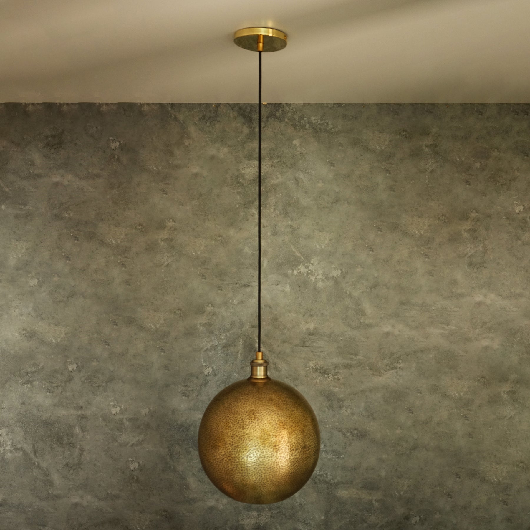 Hammered Brass Ball Pendant Light