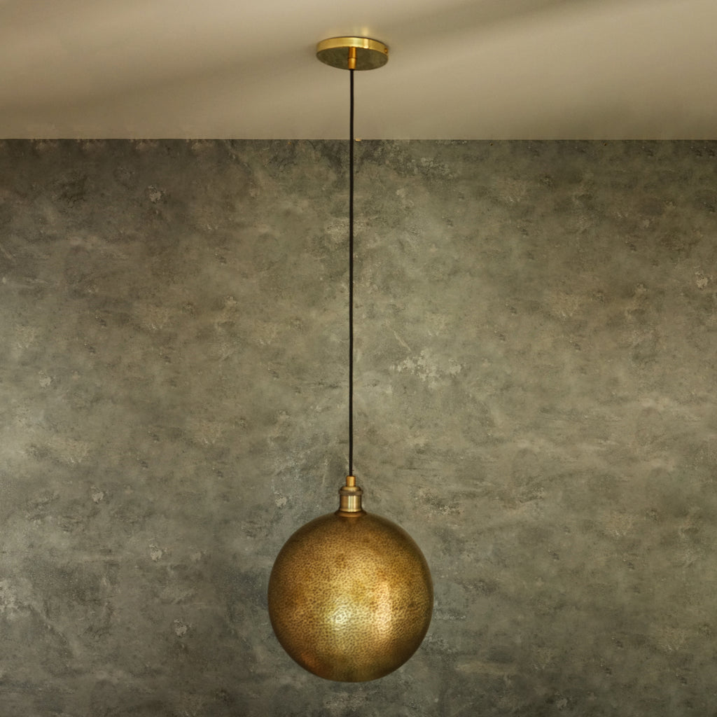 Hammered Brass Ball Pendant Light, Dome Ceiling Light