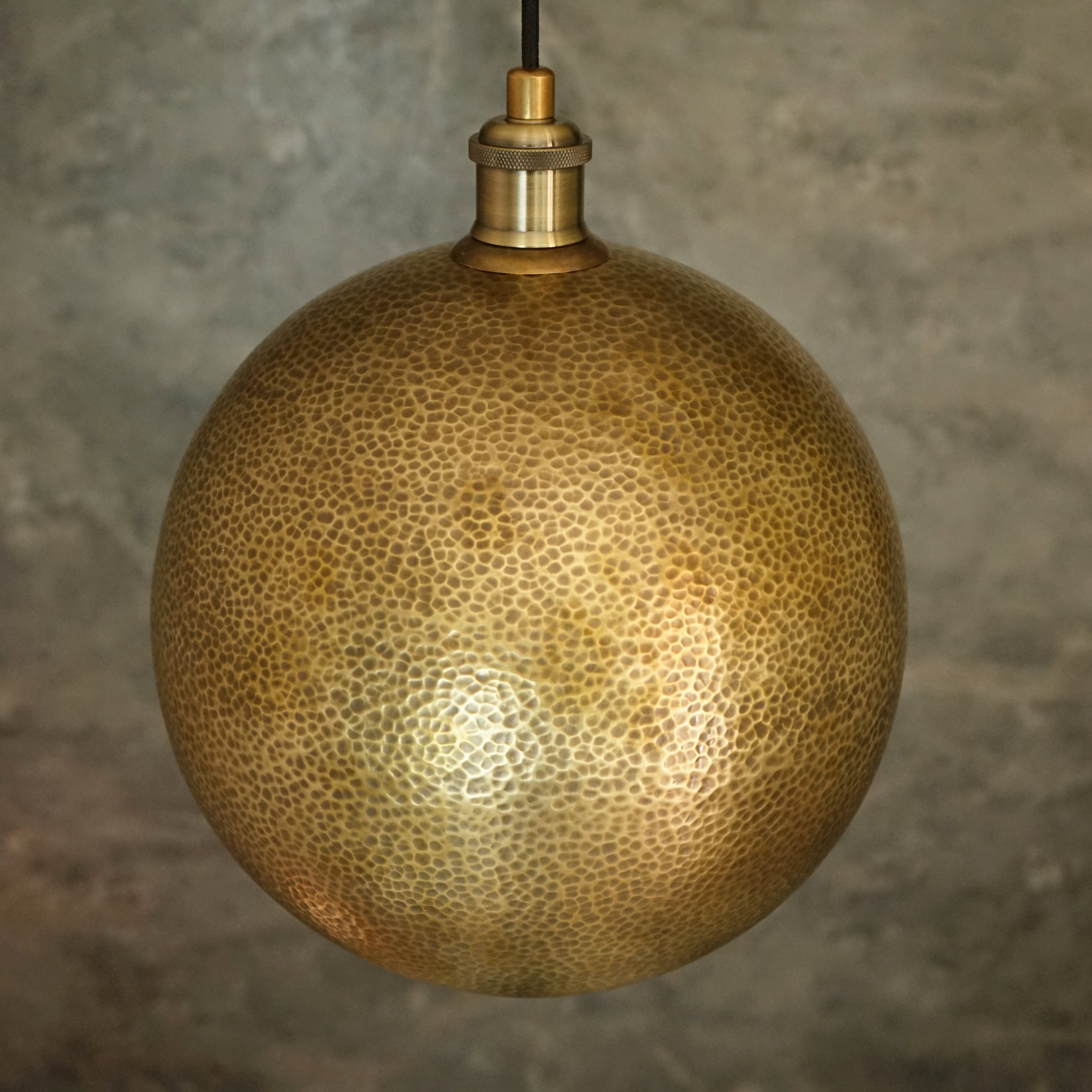 Hammered Brass Ball Pendant Light, Dome Ceiling Light