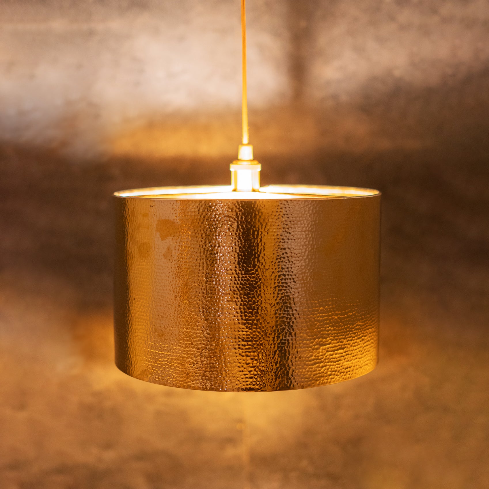 Hammered Brass Cylinder Pendant Light, Unlacquered Brass Pendant Light