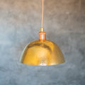 Hammered Brass Pendant Light, Unlacquered Brass Dome Lampshade, Kitchen Island Light