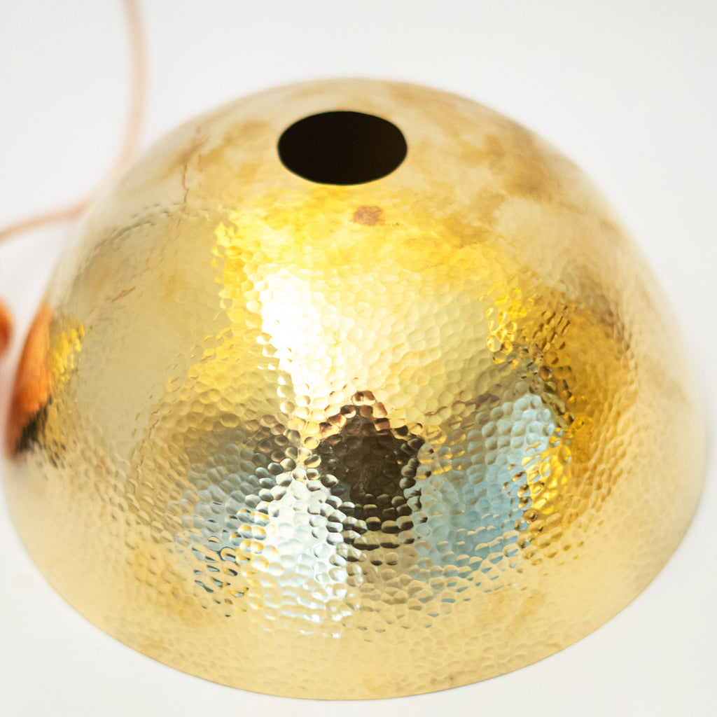 Hammered Brass Pendant Light, Unlacquered Brass Dome Lampshade, Kitchen Island Light