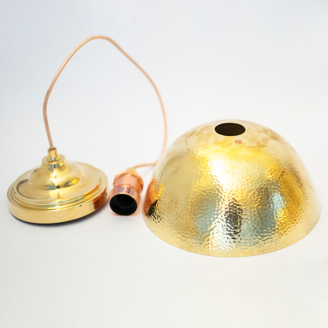 Hammered Brass Pendant Light, Unlacquered Brass Dome Lampshade, Kitchen Island Light