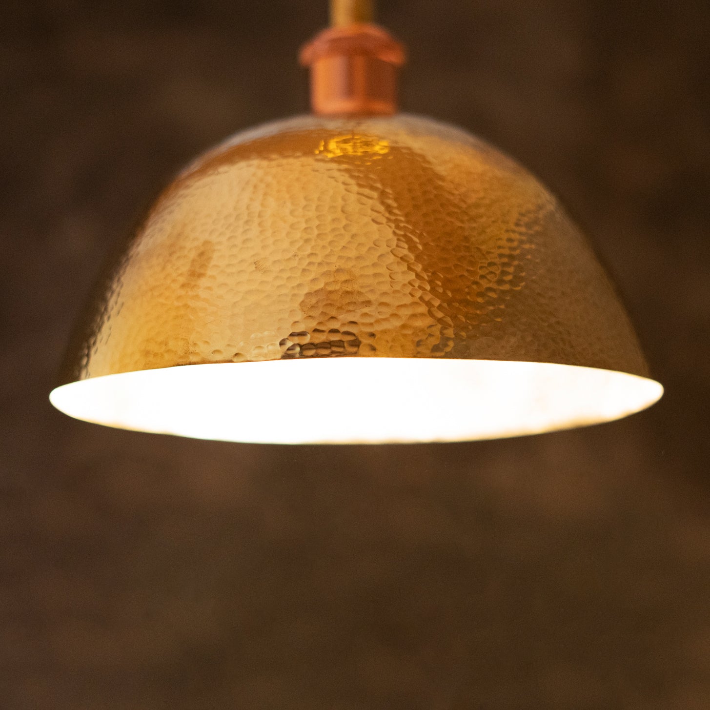 Hammered Brass Pendant Light, Unlacquered Brass Dome Lampshade, Kitchen Island Light