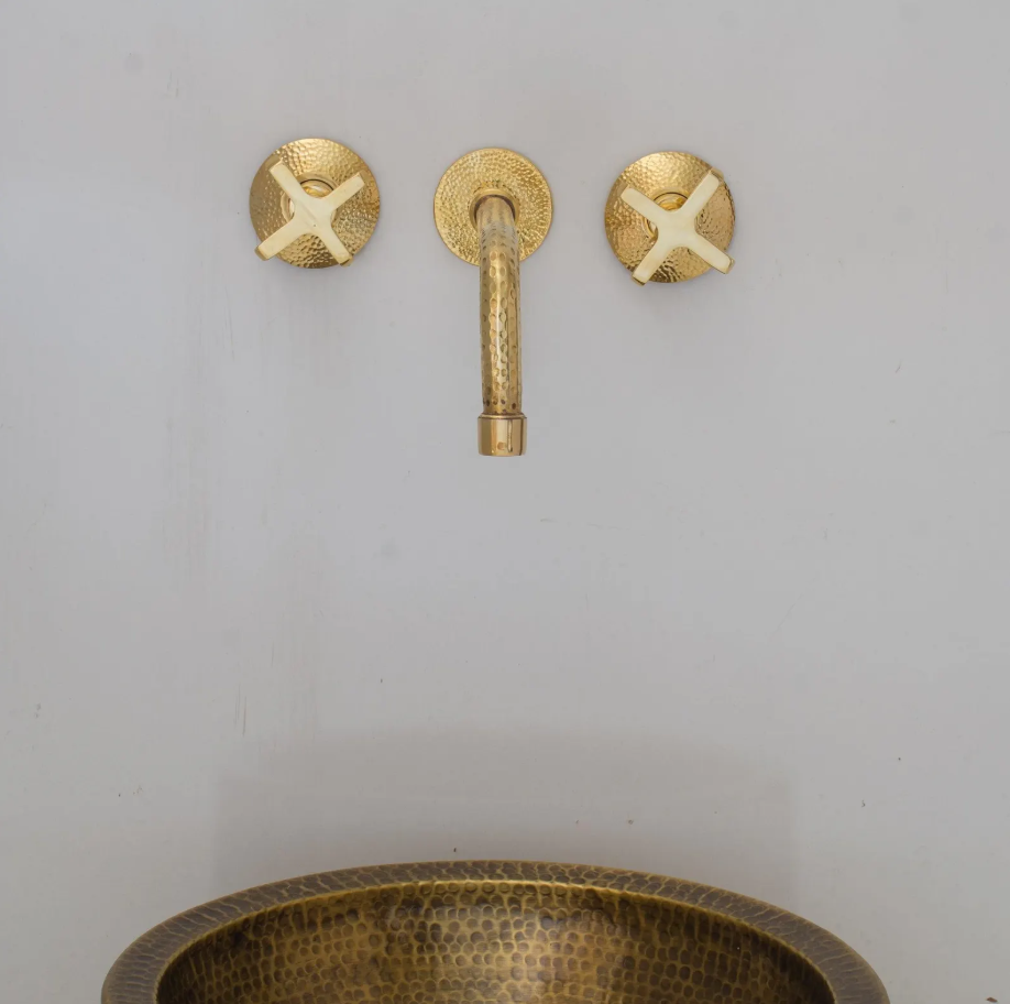 Heritage - Unlacquered Brass 3 Holes Bath Wall Mount Faucet