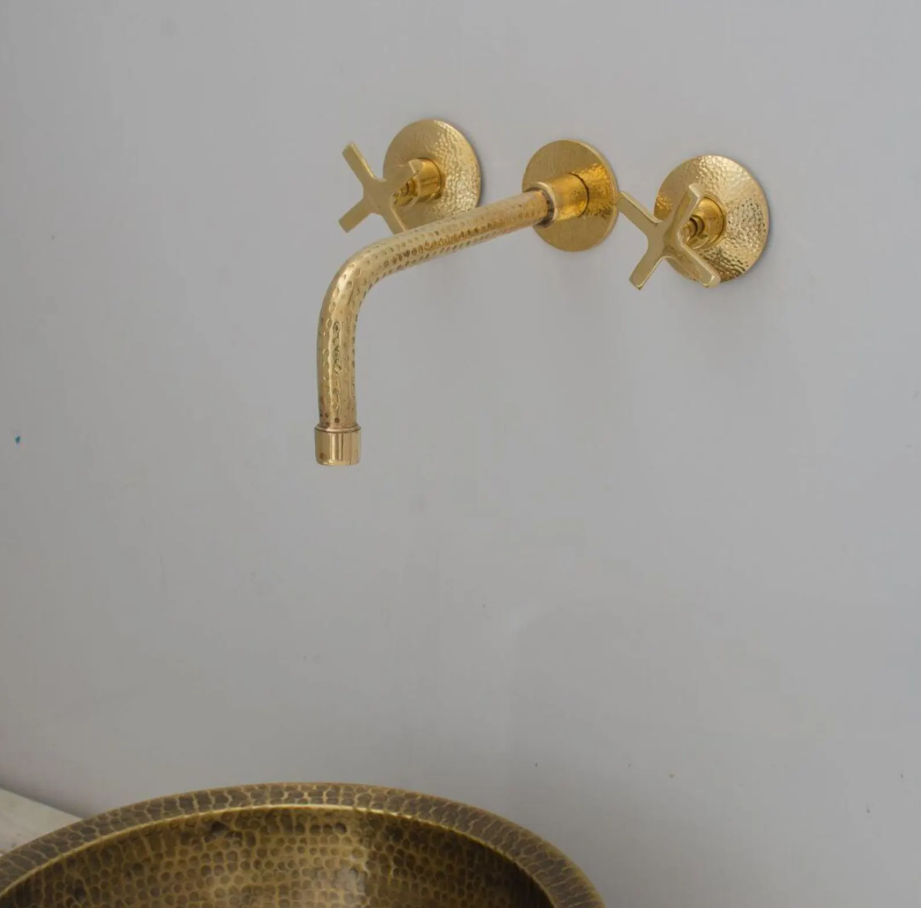 Heritage - Unlacquered Brass 3 Holes Bath Wall Mount Faucet