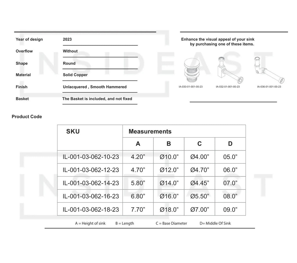 Hammered Copper Sink, Vanity Bathroom Sink, Copper Bowl Sink