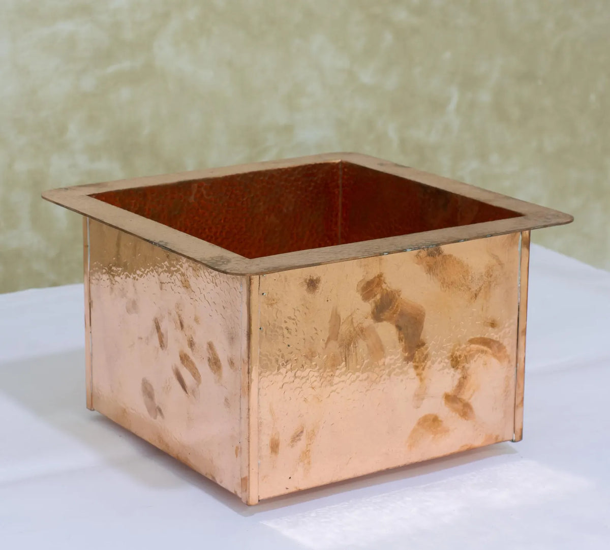Hammered Copper Undermount Sink, Square Copper Bar Sink, Prep Sink, Island Sink Copper