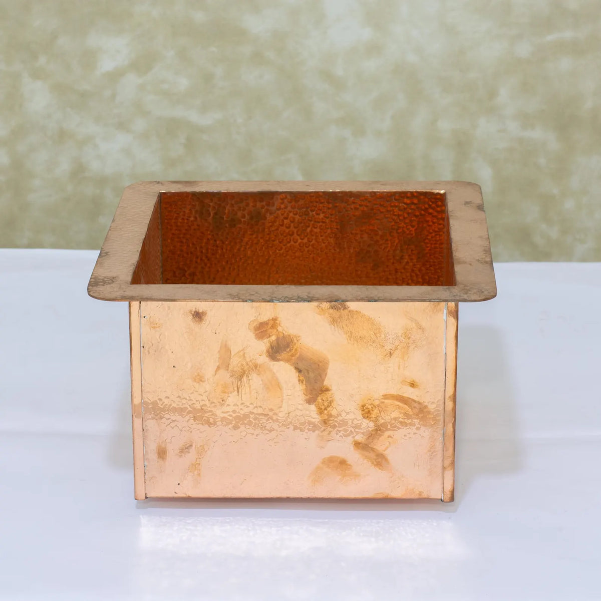 Hammered Copper Undermount Sink, Square Copper Bar Sink, Prep Sink, Island Sink Copper