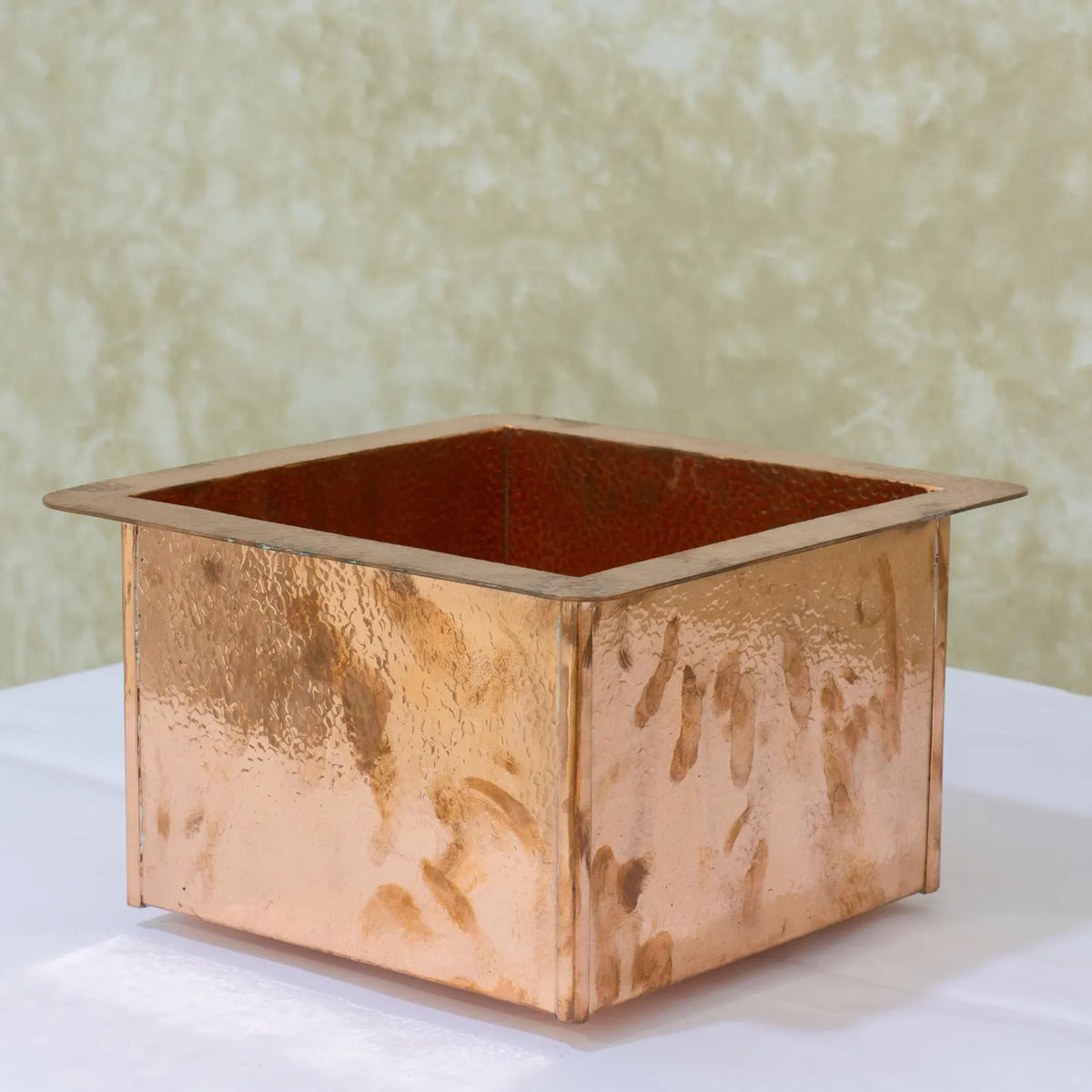 Hammered Copper Undermount Sink, Square Copper Bar Sink, Prep Sink, Island Sink Copper