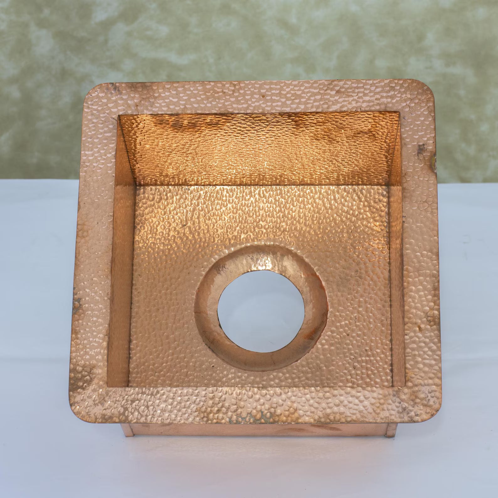 Hammered Copper Square Undermount Bar Prep Sink