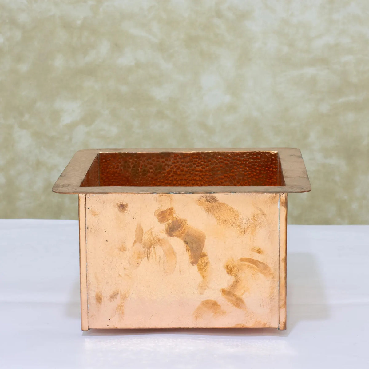 Hammered Copper Undermount Sink, Square Copper Bar Sink, Prep Sink, Island Sink Copper