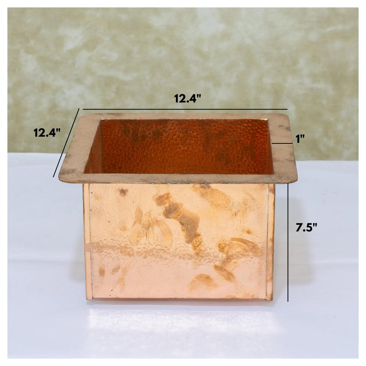 Hammered Copper Undermount Sink, Square Copper Bar Sink, Prep Sink, Island Sink Copper