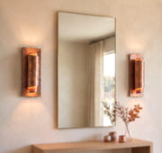 Hammered Copper Wall Sconce, Rustic Bathroom Lamp, Entryway Fixture