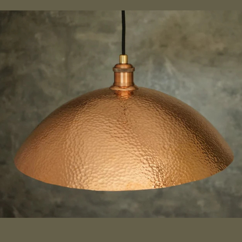 Copper Light Fixture, Hammered Solid Copper Dome Pendant Light, Ceiling Light