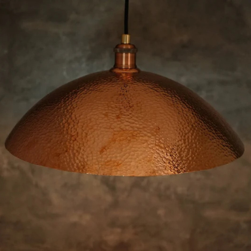 Copper Light Fixture, Hammered Solid Copper Dome Pendant Light, Ceiling Light