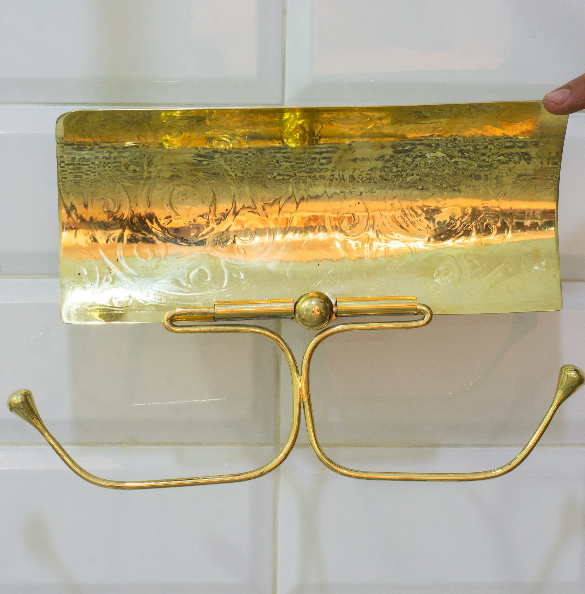Handcrafted Unlacquered Brass Double Toilet Paper Holder | Engraved Sliding Cover