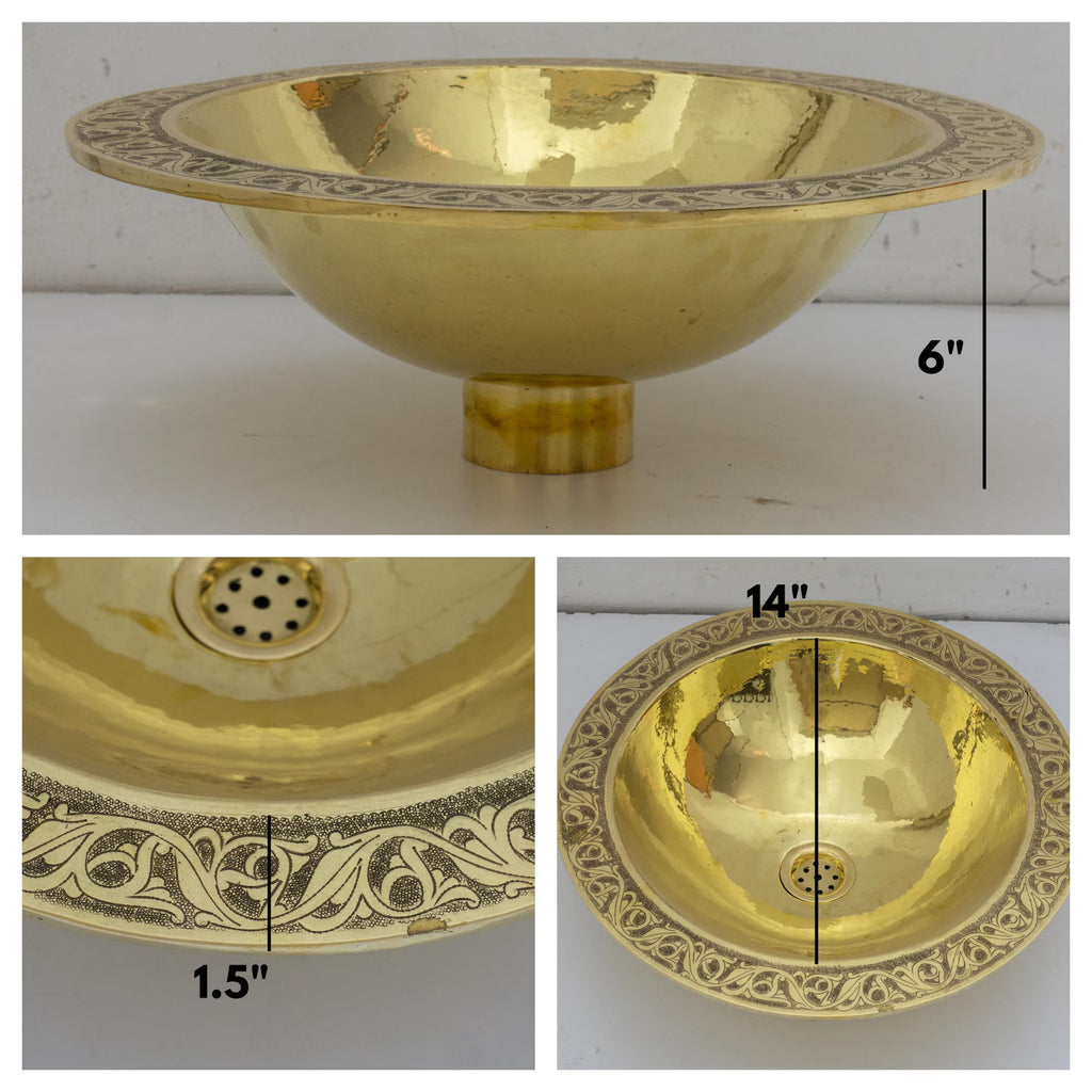 Handcrafted Solid Brass Drop-in Sink, Bathroom Sink, Round Sink, Drop-in Basin Sink