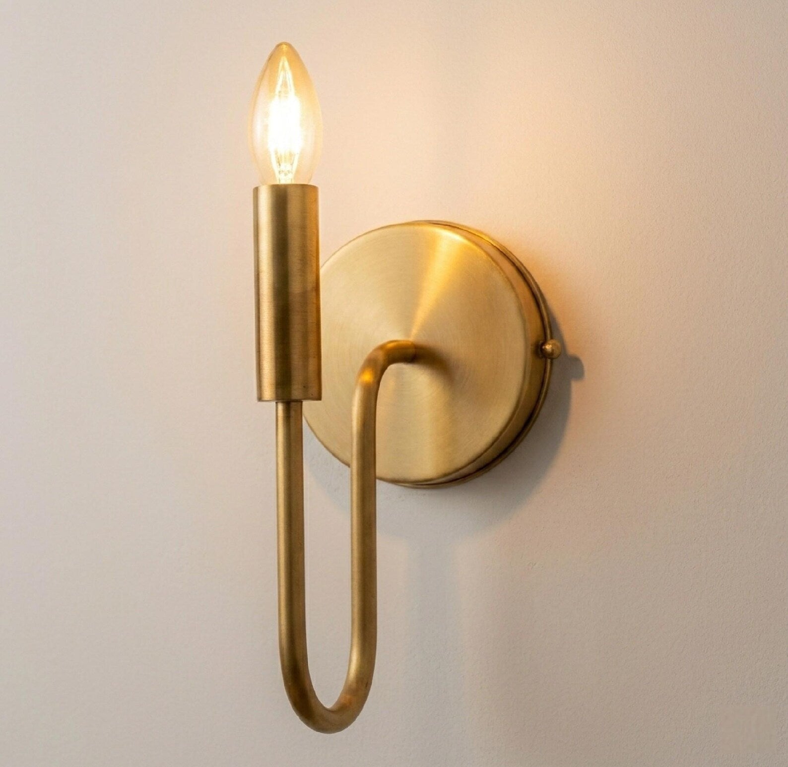 Brushed Brass Wall Sconce Light, Handmade Industrial Wall Lamp, Minimalist Interior Fixture