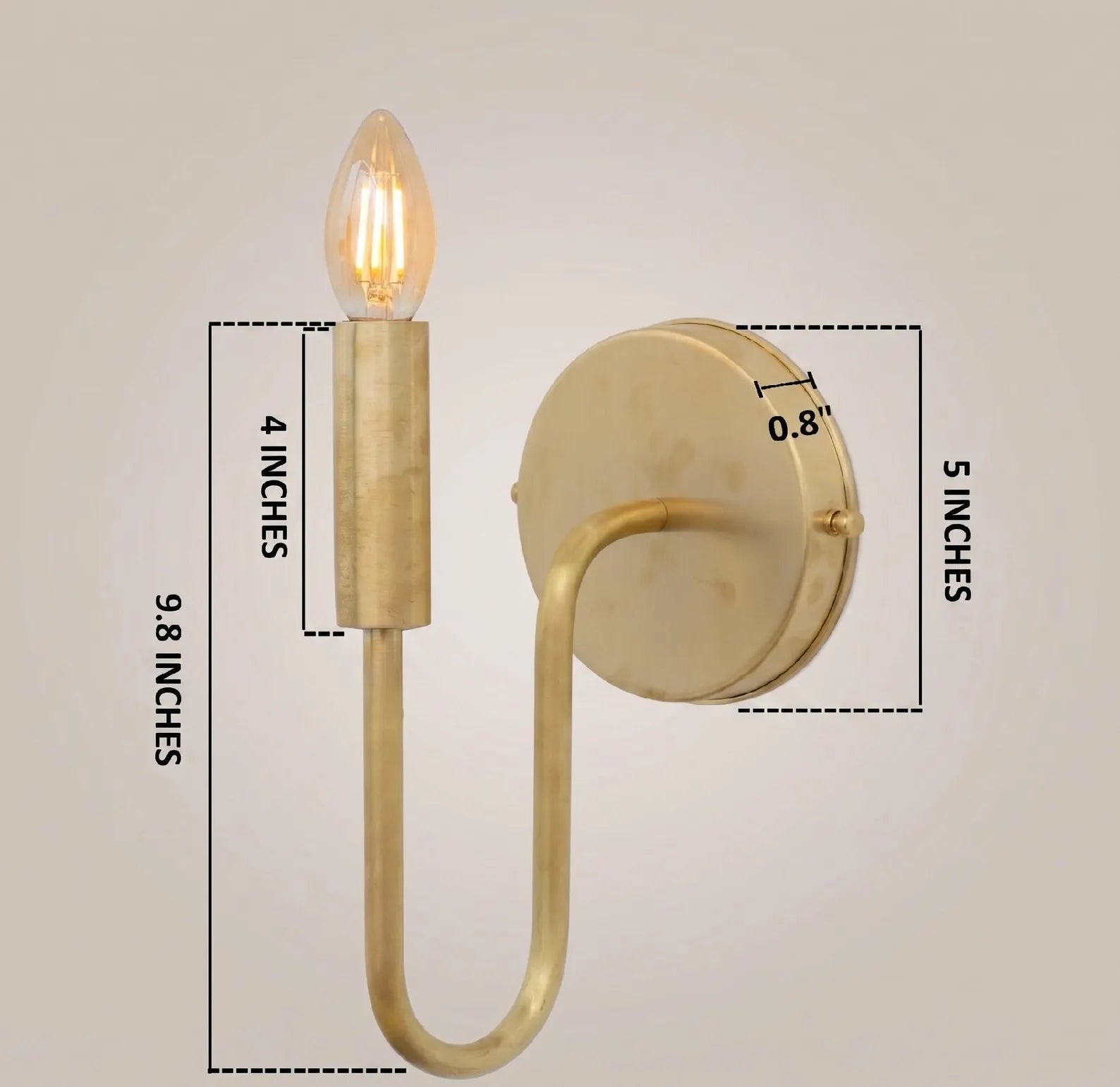 Brushed Brass Wall Sconce Light, Handmade Industrial Wall Lamp, Minimalist Interior Fixture